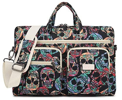 Laptop Shoulder Bag15.6inch women men Waterproof 16inch Computer Bags Women Business Office Work Bag Briefcase 14 inch case - color: Gothic Skull