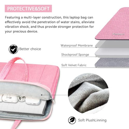 Ferkurn Laptop Case Bag Women Men Computer Sleeve with Shoulder Compatible with HP/Inspiron/Thinkpad/Vivobook/MSI/Surface, 15.6 inch, Pink - color: Blush Pink, size: 15.6 inch