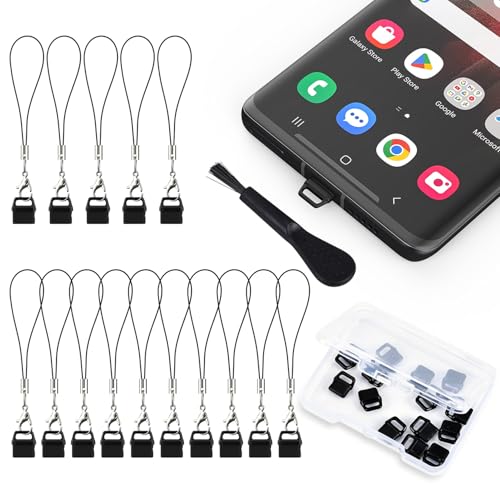 15PCS USB Type C Anti Dust Plug Kit Compatible with iPhone 17 16 15 Pro Max Plus/Samsung Galaxy S25,S24,S23,S23+,S23 S22 S21 S20 Ultra,S22,S22+,S21,S21+,S20,S20+,A54,A53,A8,A7-Charger Cleaning Brush - size: For USB-C
