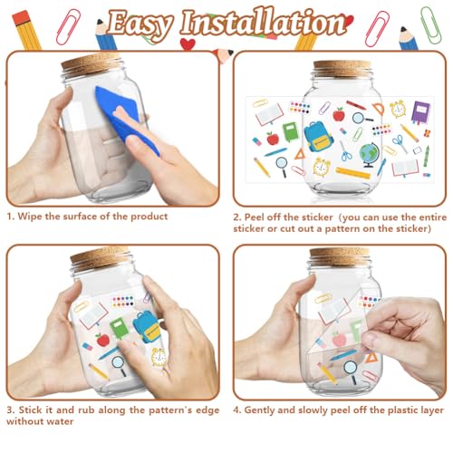 Peacoblue UV DTF Cup Wraps Transfer Stickers Teacher's Day Stationery Pattern, 10 Sheets Waterproof Custom Vinyl Transfer Sticker 16oz Coffee Glass Cup Tumbler Bottle Mug Decals for Men Women - style: Teacher's Day Stationery