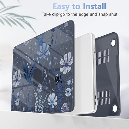 Tuiklol for 2026 MacBook Neo 13 Inch A18 Pro Chip Case, (Model A3404) Anti-Scratch Anti-Drop Slim Hard PC Shell Case with Shockproof Protective MacBook Neo Laptop Cover, Blue Line Floral - color: Blue Line Floral