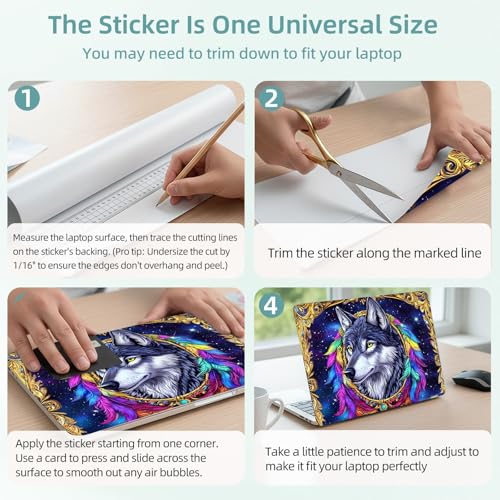 Universal Laptop Skin Decal, 3-Piece Vinyl Protector for 12 13 14 15.6" Notebook, Waterproof Anti-Scratch, Easy Trim & Bubble-Free Finish, Gray Wolfs - color: Gray Wolfs