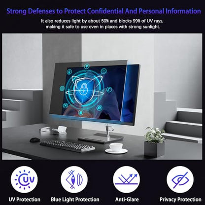 21.5" Privacy Screen Computer for 16:9 Aspect Ratio, 2-Sided Removable Anti-Peeping/Anti-Glare, Blue Light Block, UV Protect, Reduce Strain, Anti-Scratch, Fits 21.5-inch 16:9 Protector Film - size: 21.5inch 16:9