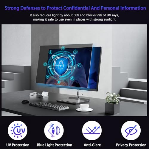 19" Privacy Screen Computer for 5:4 Aspect Ratio, 2-Sided Removable Anti-Peeping/Anti-Glare, Blue Light Block, UV Protect, Reduce Strain, Anti-Scratch, Fits 19-inch 5:4 Protector Film - size: 19inch 5:4