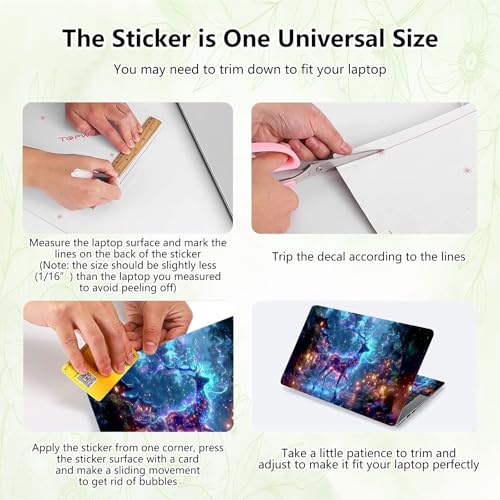 Laptop Skin Sticker Decal, Universal Reusable Vinyl Laptop Cover for 12" 13" 13.3" 14" 15" 15.4" 15.6" Notebook PC, Waterproof Scratch-Resistant with 2 Wrist Pads, Easy to Apply & Remove,Art Deer - color: Art Deer