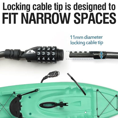 Straight Combination Bike Lock Cable - 3/8 inch (5FT, 10FT, 15FT, 25FT) Resettable Combination Lock, Anti-Theft Security Cable for Bicycles, Kayaks, Paddle Boards and Outdoor Gear (10 FT) - color: 10 FT