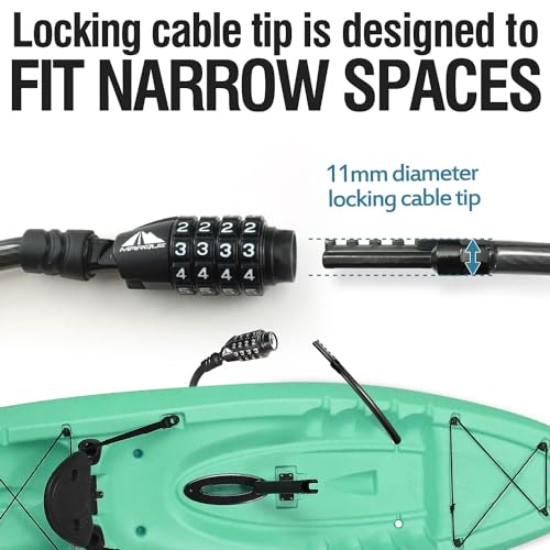 Straight Combination Bike Lock Cable - 3/8 inch (5FT, 10FT, 15FT, 25FT) Resettable Combination Lock, Anti-Theft Security Cable for Bicycles, Kayaks, Paddle Boards and Outdoor Gear (10 FT) - color: 10 FT