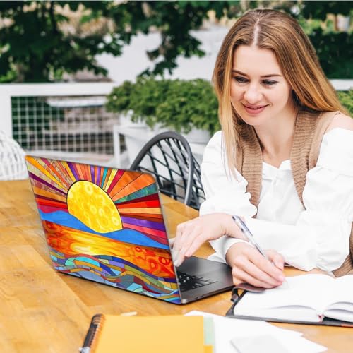 Laptop Skin Sticker Decal, Universal Reusable Vinyl Laptop Cover for 12" 13" 13.3" 14" 15" 15.4" 15.6" Notebook PC, Waterproof Scratch-Resistant with 2 Wrist Pads, Easy to Apply & Remove,A Art Sun - color: A Art Sun