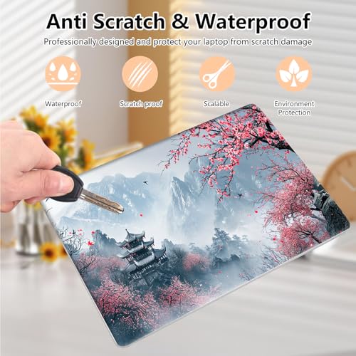 Laptop Skin Sticker Decal 15.6 Inch,12 13 13.3 14 15 15.6 in Laptop Netbook Skins for Notebook,Art Decal Removable Waterproof Scratch Resistant,Universal Vinyl Cover,Peach Blossom Landscape - color: Peach Blossom Landscape