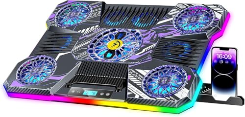 ChillCore RGB Laptop Cooling Pad, Gaming Laptop Fan Cooling Pad 9 Fans for 15.6-19.3 Inch Laptops, Laptop Cooler with 8 Height Stands, 2 USB Ports - A21 Pattern - color: A21-Pattern