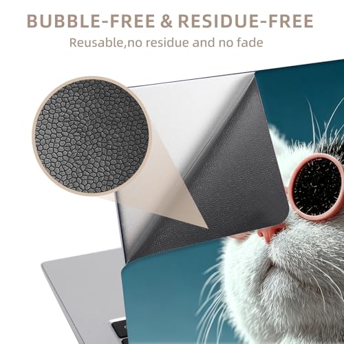 Universal Laptop Skin Sticker for 12/13/14/15.6 Inch Laptops, Reusable Vinyl Laptop Decal Cover, Waterproof Scratch Resistant Notebook Skin with 2 Wrist Pads,Cool Cat with Pink Sunglasses - color: Cool Cat with Pink Sunglasses