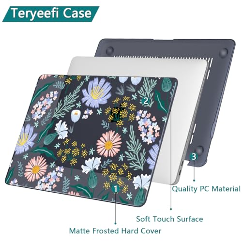 Teryeefi for MacBook Air 13 inch Case 2020 2019 2018 fits Model M1 A2337 A2179 A1932 with Retina Display with Touch ID, Plastic Hard Shell Case & Keyboard Cover, Elegant Flowers Leaves - color: Elegant Flowers Leaves