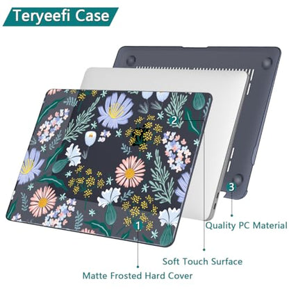 Teryeefi for MacBook Air 13 inch Case 2020 2019 2018 fits Model M1 A2337 A2179 A1932 with Retina Display with Touch ID, Plastic Hard Shell Case & Keyboard Cover, Elegant Flowers Leaves - color: Elegant Flowers Leaves