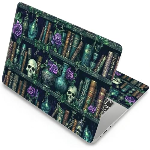 Universal Laptop Skin, DIY Cut-to-Fit Vinyl Cover Compatible with HP, Dell, Lenovo, Mac (13.3" to 15.6"), Anti-Scratch, No Residue & Bubble-Free Protective Decal Sticker, Dark Academia Skull Book - color: Dark Academia Skull Book