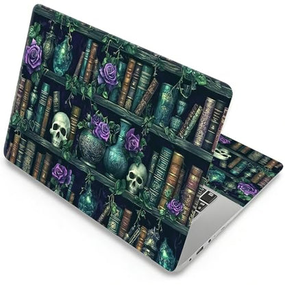Universal Laptop Skin, DIY Cut-to-Fit Vinyl Cover Compatible with HP, Dell, Lenovo, Mac (13.3" to 15.6"), Anti-Scratch, No Residue & Bubble-Free Protective Decal Sticker, Dark Academia Skull Book - color: Dark Academia Skull Book