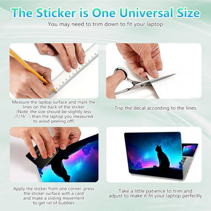 Laptop Skin Sticker Decal 12"-15.6" Universal Laptop/Notebook/Netbook Vinyl - Waterproof Scratch Resistant,Fits HP Dell Lenovo MacBook,2 Free Wrist Pads,Easy Apply & Remove,Cute Cat Galaxy - color: Cute Cat Galaxy