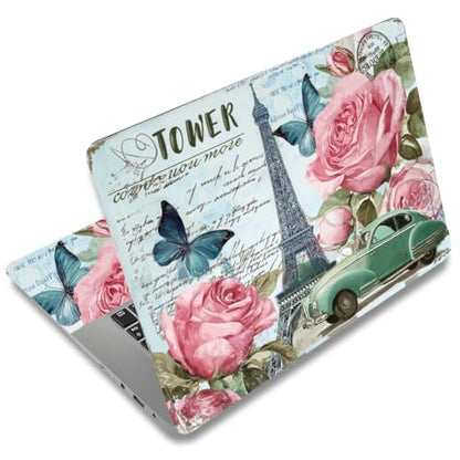 SUPERDANT Laptop Skin Sticker Tower and Rose Laptop Decals Personalized Universal Notebook Computer Wrap Vinyl Skin Stickers Cover Art Decal Removable 12-15.6 Inch Waterproof Scratch-Resistant Gifts - style: Tower And Rose