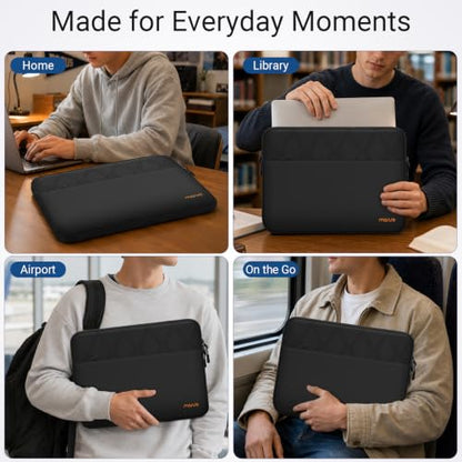 MOSISO Laptop Case 13.3 inch, 13-13.3 inch Laptop Sleeve, Black | Compatible with MacBook Neo/Air 13.6/Pro 13/Pro 14, HP Dell ASUS Lenovo,Polyester Rhombus Bag with HorizontalPocket&Belt