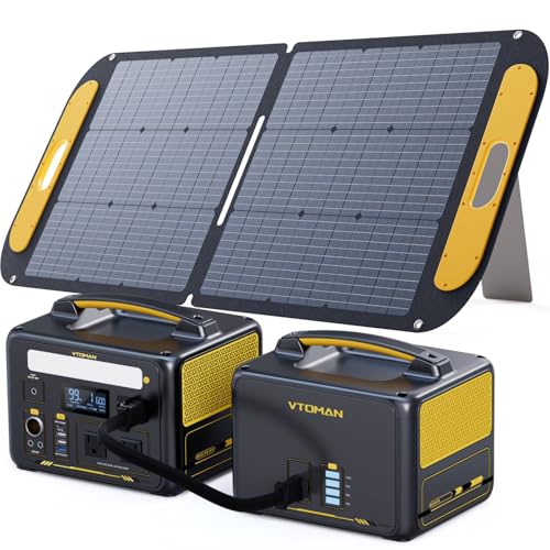 VTOMAN 939Wh Portable Power Station Bundle with Extra Battery & 110W Solar Panel Included - Up to 1200W Solar Power Generator for Home Backup, Off-grid, Road Trip, RV, Camping, Fishing, Emergencies - style: Jump600X+110W+ExtraBattery