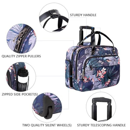 VANKEAN Rolling Laptop Bag Women with Wheels, Fits Up to 15.6 Inch Rolling Briefcase Water Repellent Rolling Computer Bag (Floral) - color: Floral