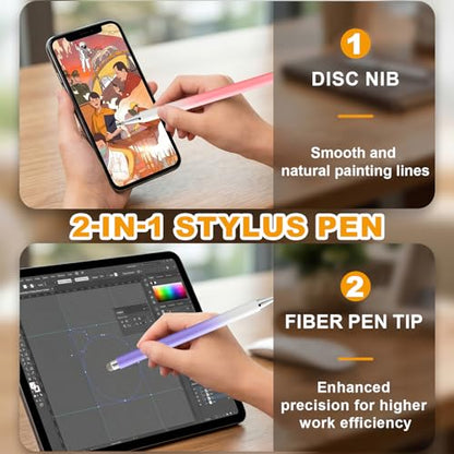 Stylus Pen for Touchscreen (5 Pack), with Magnetic Pen Cap, 2 in 1 High Precision Stylus Pen for iPad/iPhone/Nintendo Switch/Samsung/Android Smartphone and Tablets, Compatible with All Touch Screen