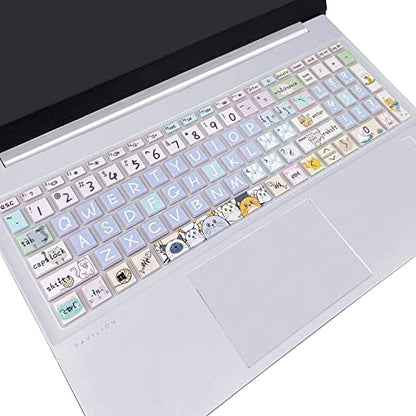 Silicone Keyboard Cover for 15.6 HP Laptop 15-fc 15-fd 15t-fd 15z-fc/HP Pavilion 15-eg 15t-eg 15-eh 15-er, 17z-ca 17-cn 17-cp 17z-cp Model Series,Cute Cat - color: Cute Cat