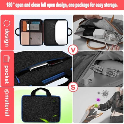 Hseok Laptop Case 13.3-14 Inch Sleeve,TSA Shockproof Computer Handbag,Compatible with MacBook Neo/Pro 14 M5/M4/M3/M2/M1,All Models 13.3" MacBook Air/Pro,XPS 13/14,Most 13-14 Notebooks,Black-Blue - color: Black-blue