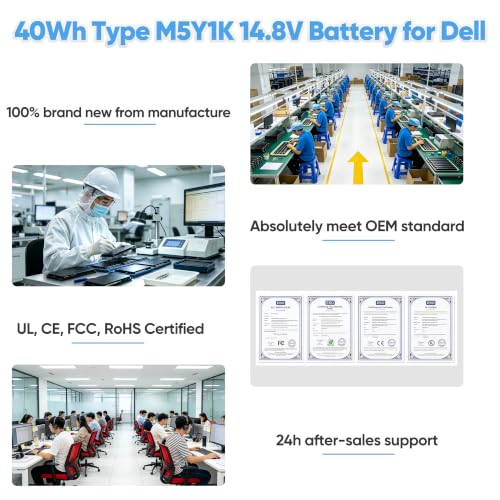 40Wh M5Y1K 14.8V Battery for Dell Inspiron 14 15 17 5000 3000 Series 5559 5558 5566 3551 3451 3558 3552 i3558 3567 5755 5756 5458 5759 5758 5759 VN3N0 HD4J0 GXVJ3 P51F P63F P47F P52F 453-BBBQ P64G - size: M5Y1K