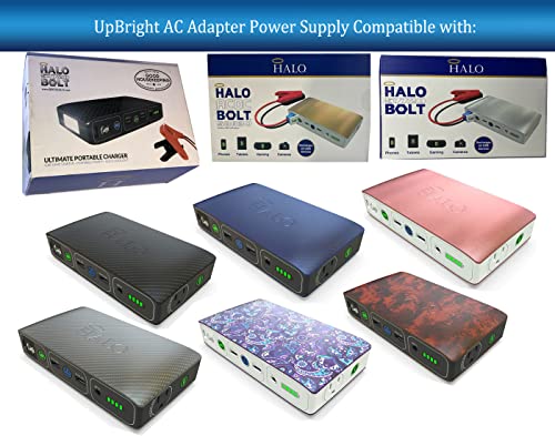 UpBright Car DC Adapter Compatible with Halo Bolt ACDC 58830 57720 mWh 44400 HALO-1201 HO-1201 ACDC58830 12 Volt Jump Starter Rechargeable Battery 12V - 14V Auto Lighter Plug Power Supply Cord Charger