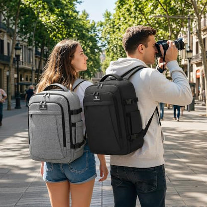 TILYMOL Travel Backpack for Women & Men - 15.6 inch Laptop Backpack Airplane Flight Approved, Large Carry On Anti-theft Bag for Travel Work Business Weekender - color: Grey