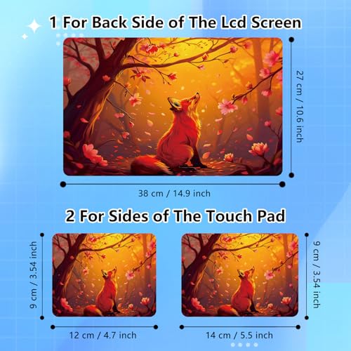 Universal Laptop Skin Sticker Decal for 11.6”12" 13" 13.3" 14" 15" 15.4" 15.6" Reusable Waterproof Scratch-Scratch Resistant Protective Vinyl Laptop Notebook Skin Stickers - Cherry Blossom and Fox - color: Cherry blossom and fox