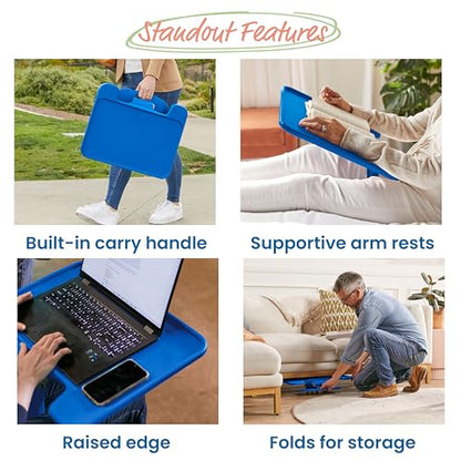 ECR4Kids The Surf Folding Portable Lap Desk, Large, Flexible Seating, Blue - color: Blue