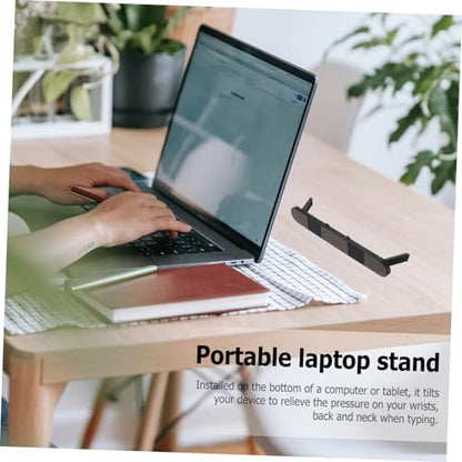 Ipetboom Portable Foldable Laptop Stand Heightened Plastic Notebook PC Holder for Travel and Home Office Use, Black Compact Computer Bracket with Folding Design