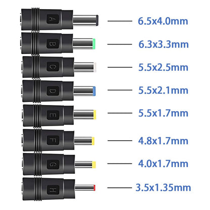 65W 5V-20V Adjustable USB-C PD to DC Fast Charger Cable, 4ft | Supports 5V/9V/12V/15V/20V output with 8 DC tips: 6.0x4.0, 6.3x3.0, 5.5x2.5/2.1/1.7, 4.7x1.7, 4.0x1.7, 3.5x1.35mm.