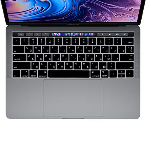 ProElife Russian Premium Ultra Thin Silicone Keyboard Protector Cover Skin for Apple MacBook Pro with Touch Bar 13" 15" (Model A1706, A1707, A1989, A1990, A2159) (2016 2017 2018 2019 Release) (Black) - color: Russian-black