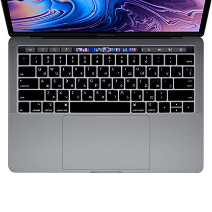 ProElife Russian Premium Ultra Thin Silicone Keyboard Protector Cover Skin for Apple MacBook Pro with Touch Bar 13" 15" (Model A1706, A1707, A1989, A1990, A2159) (2016 2017 2018 2019 Release) (Black) - color: Russian-black