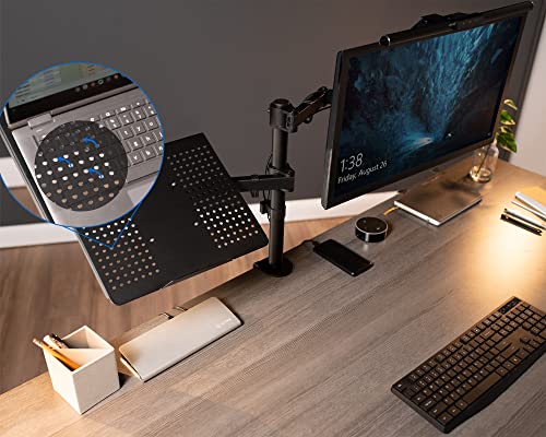 VIVO Black Fully Adjustable 13 to 32 inch Single Computer Monitor and Laptop Desk Mount Combo, Stand with Grommet Option, Fits up to 17 inch Laptops (STAND-V002C) - color: Black