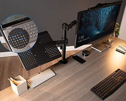 VIVO Black Fully Adjustable 13 to 32 inch Single Computer Monitor and Laptop Desk Mount Combo, Stand with Grommet Option, Fits up to 17 inch Laptops (STAND-V002C) - color: Black