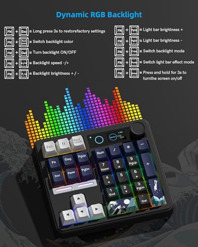 Womier SK30 Mechanical Numpad, Mini Keyboard with Screen & Knob,Black | Bluetooth/2.4G/USB-C Wireless Numeric Keypad,Macro Software RGB Number Pad Hotswap,Rechargeable Number keypad for Mac Windows - color: Black