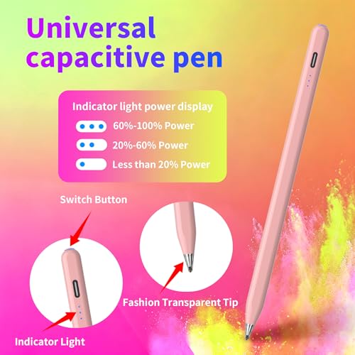 Digital for Android Tablets Stylus Pen for Samsung Galaxy Tab A11+Plus/A11/A9+/A9 Pencil,Accurate Without delay，One-Click Power On/Off,+2Nibs&Long Battery Life (Pink) - color: Pink