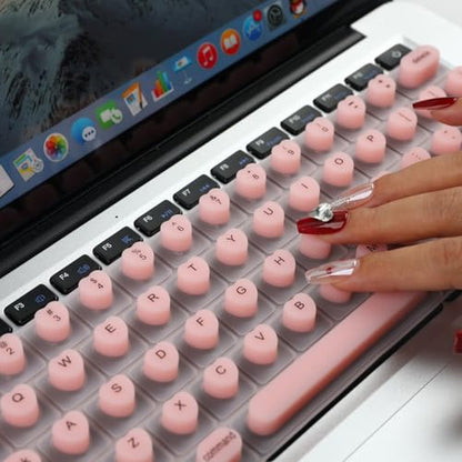 Allinside Keyboard Cover for Long Nails, Compatible with MacBook Neo A18 Pro & MacBook Pro 13/14/16 (2021–2024) & MacBook Air 13/15 (2020–2024), Raised Heart-Shaped Silicone Skin, Pink - color: Pink