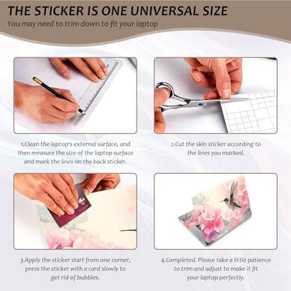Laptop Skin 12.1-15.6 inch Removable Universal Reusable Laptop Sticker Decal,Waterproof No Residue Vinyl Cover,Scratch-Resistant Cuttable Full Wrap Sticker for Notebook, Pink Flower Hummingbird - color: Pink Flower Hummingbird