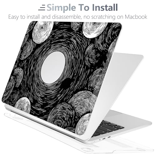 Batianda AstroGrid Case for MacBook Air 13.6" M2-M5 Chip, Galaxy Swirl | 4-in-1 set with black galaxy swirl design, lightweight slim hard shell protection for students, creators and space lovers - color: Abstract Lines