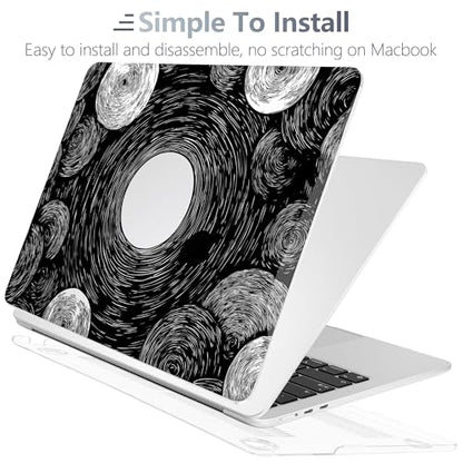 Batianda AstroGrid Case for MacBook Air 13.6" M2-M5 Chip, Galaxy Swirl | 4-in-1 set with black galaxy swirl design, lightweight slim hard shell protection for students, creators and space lovers - color: Abstract Lines