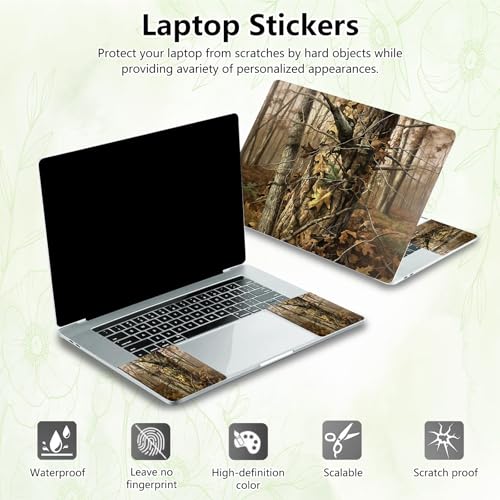 Laptop Skin Sticker Decal, Universal Reusable Vinyl Laptop Cover for 12" 13" 13.3" 14" 15" 15.4" 15.6" Notebook PC, Reusable Waterproof Scratch-Resistant with 2 Wrist Pads,Camouflage Tree - color: Camouflage Tree