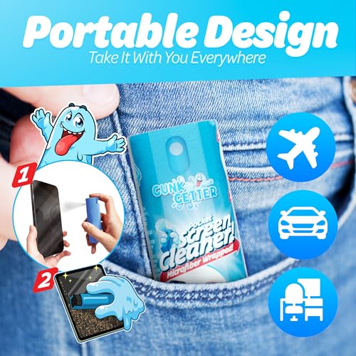 Gunk Getter - Pocket Screen Cleaner (2 Pack) - iPhone Andriod iPads Tablets Car Screens Monitors Travel TSA