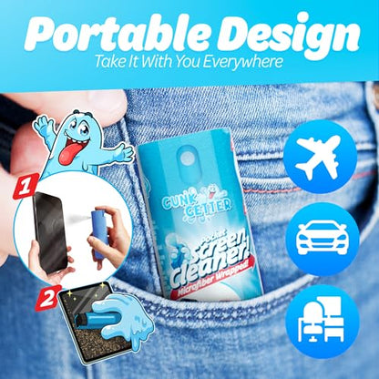 Gunk Getter - Pocket Screen Cleaner (2 Pack) - iPhone Andriod iPads Tablets Car Screens Monitors Travel TSA