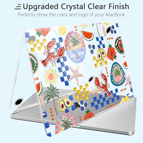 for New MacBook Pro 14 inch Case 2026 2025 M5 2024 M4 2023 Release– Aesthetic Floral Design Clear Laptop Shell 6-in-1 Bundle with TPU Keyboard Cover & OTG Adapters, Lobster & Fruit - color: Fruits