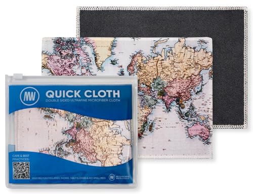 Microfiber Wholesale Quick Cloth Glasses Cleaning Cloths 5x7 World Map | 2-Pack with Case | Double-Sided Lens Cleaner for Eyeglasses, Camera & Screens | Reusable Microfiber Glass Polishing Cloths - color: Map, size: 5"x7"