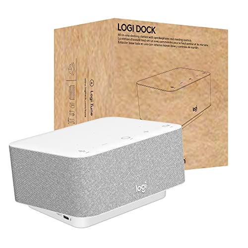 Logitech - Logi Dock, All-in-One USB C Laptop Docking Station, Speakerphone, Noise Canceling Mics, Bluetooth, HDMI, for Windows/macOS, Certified for Zoom, Google Meet, Google Voice - White - color: White, style: Zoom/Google Meet